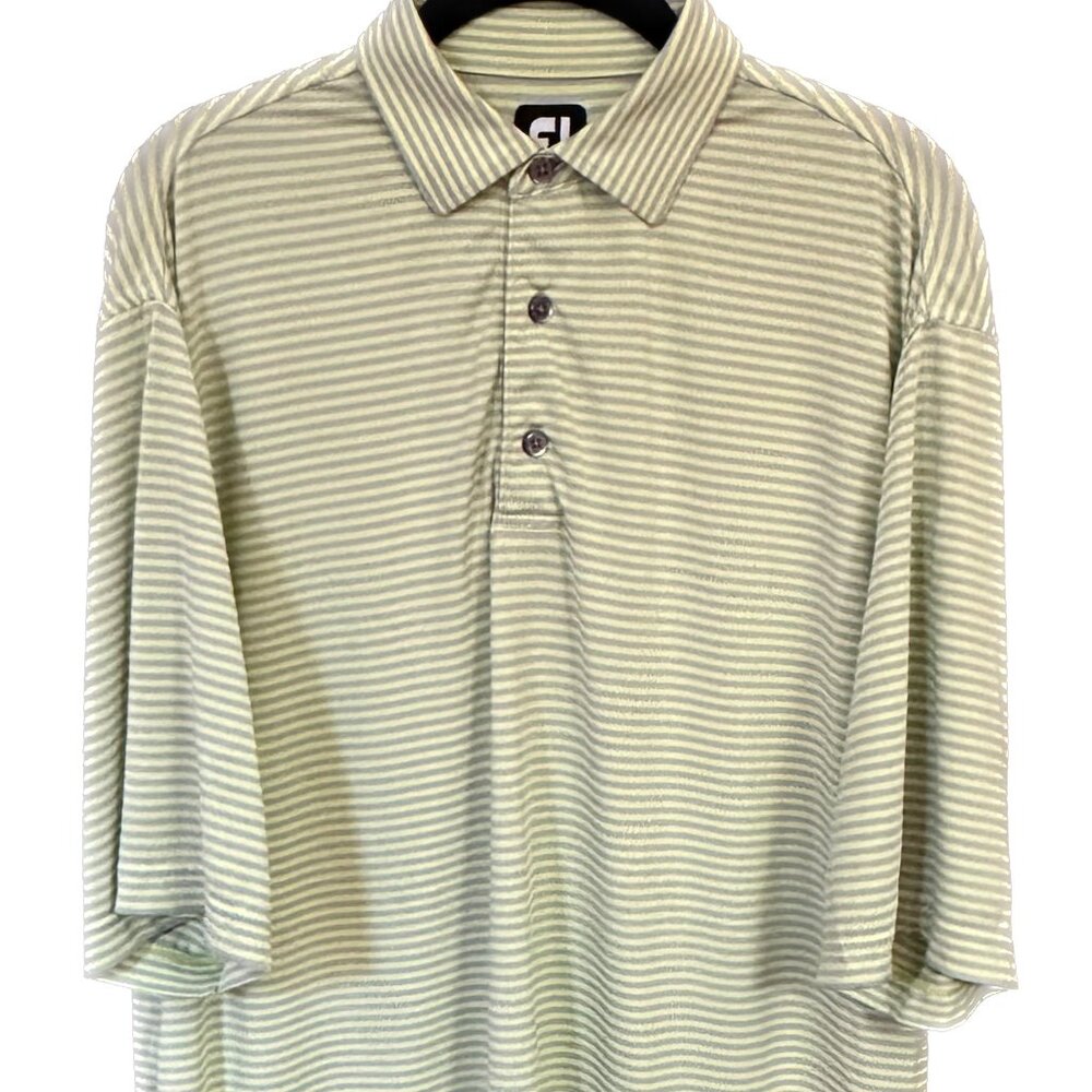 FootJoy Men's Golfing Polo Shirt Lime/Grey Striped